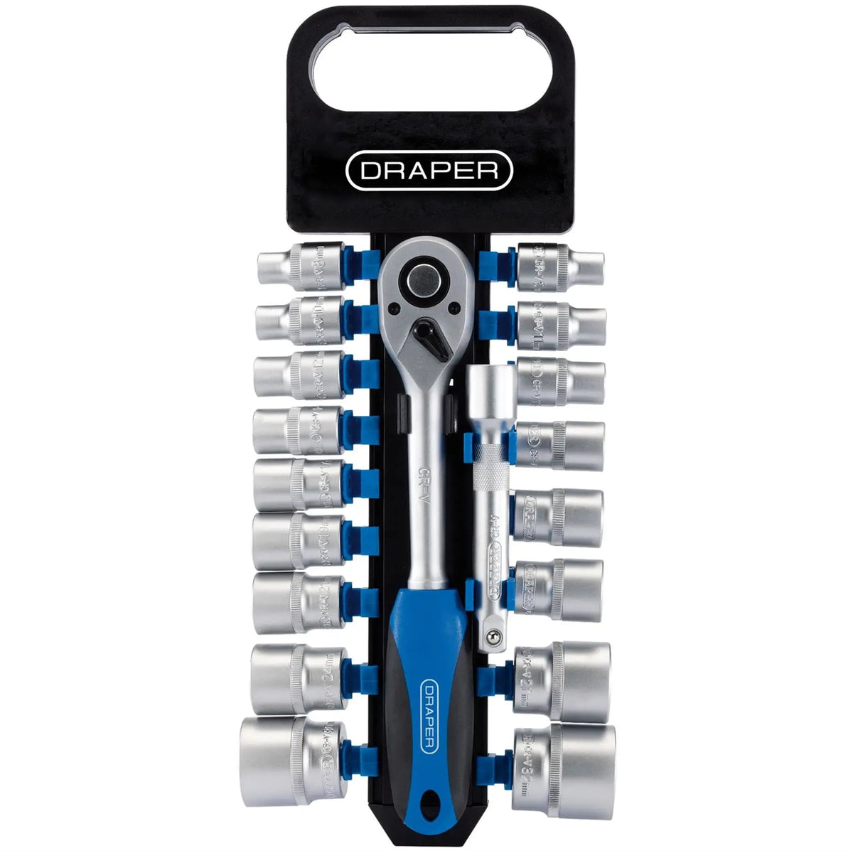 Draper Metric Socket and Ratchet Set 1/2" Sq. Dr. (19 Piece) 16375  White Rose Tools