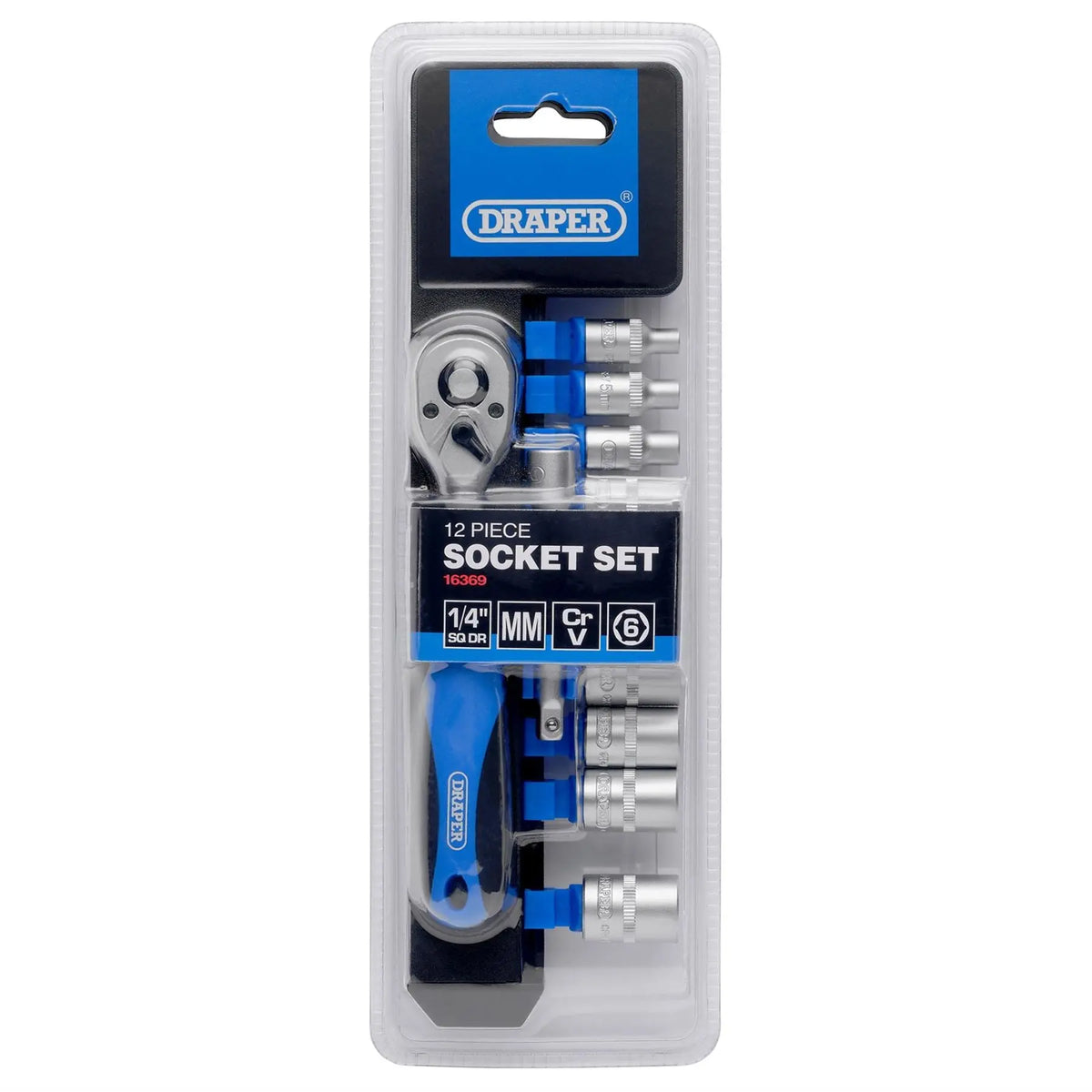 Draper Metric Socket and Ratchet Set 1/4" Sq. Dr. (12 Piece) 16369  White Rose Tools