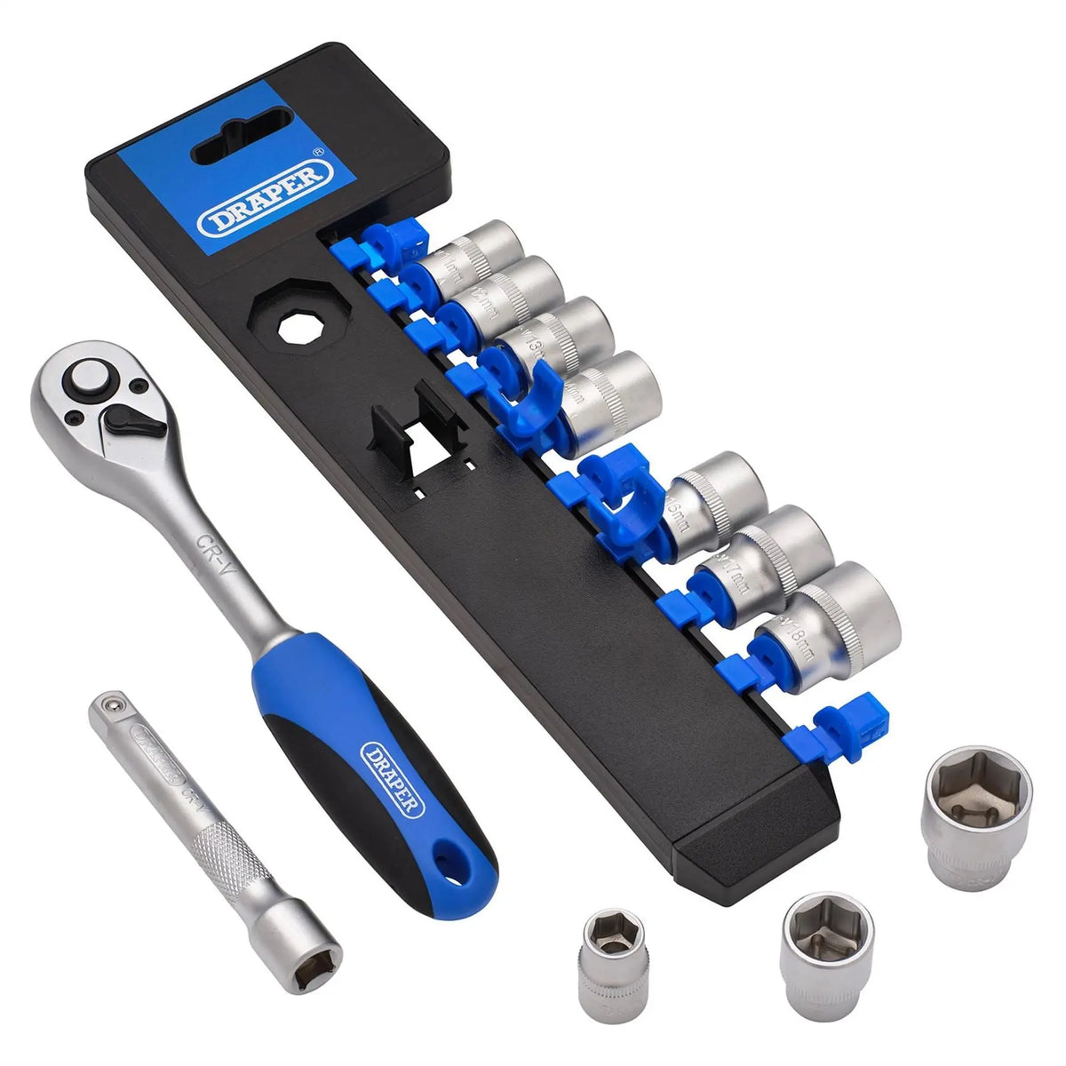 Draper Metric Socket and Ratchet Set 3/8" Sq. Dr. (12 Piece) 16371  White Rose Tools