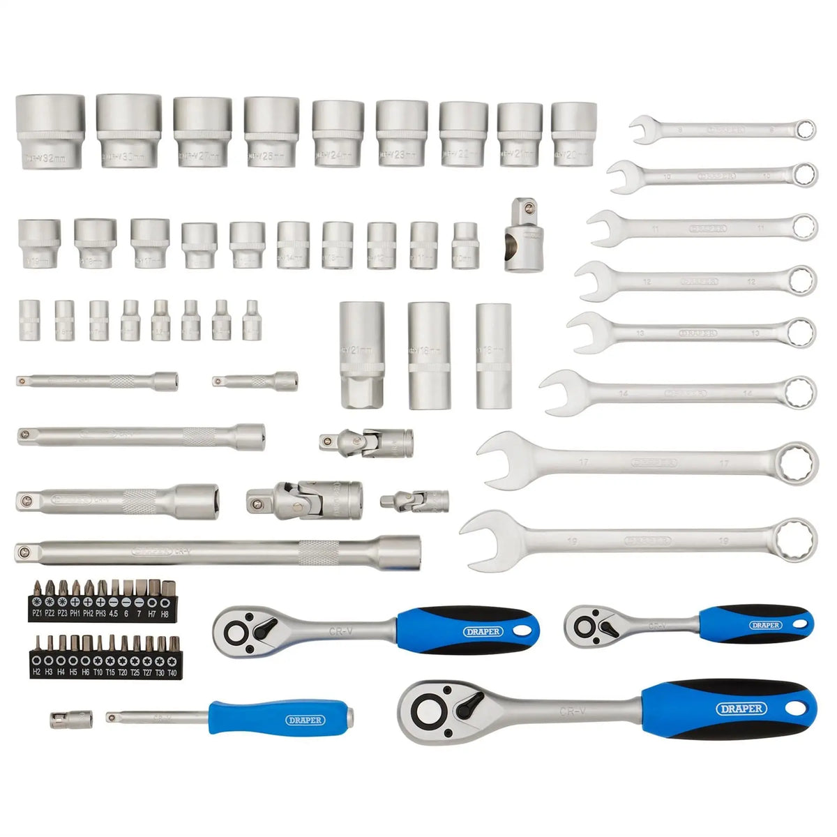 Draper Metric Tool Kit 1/4" 3/8" and 1/2" Sq. Dr. (75 Piece) 16364  White Rose Tools