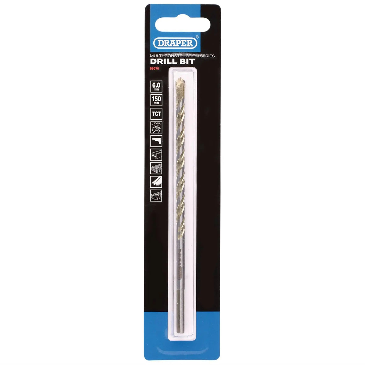 Draper Multi Construction TCT Drill Bit 6 x 150mm 09070  White Rose Tools