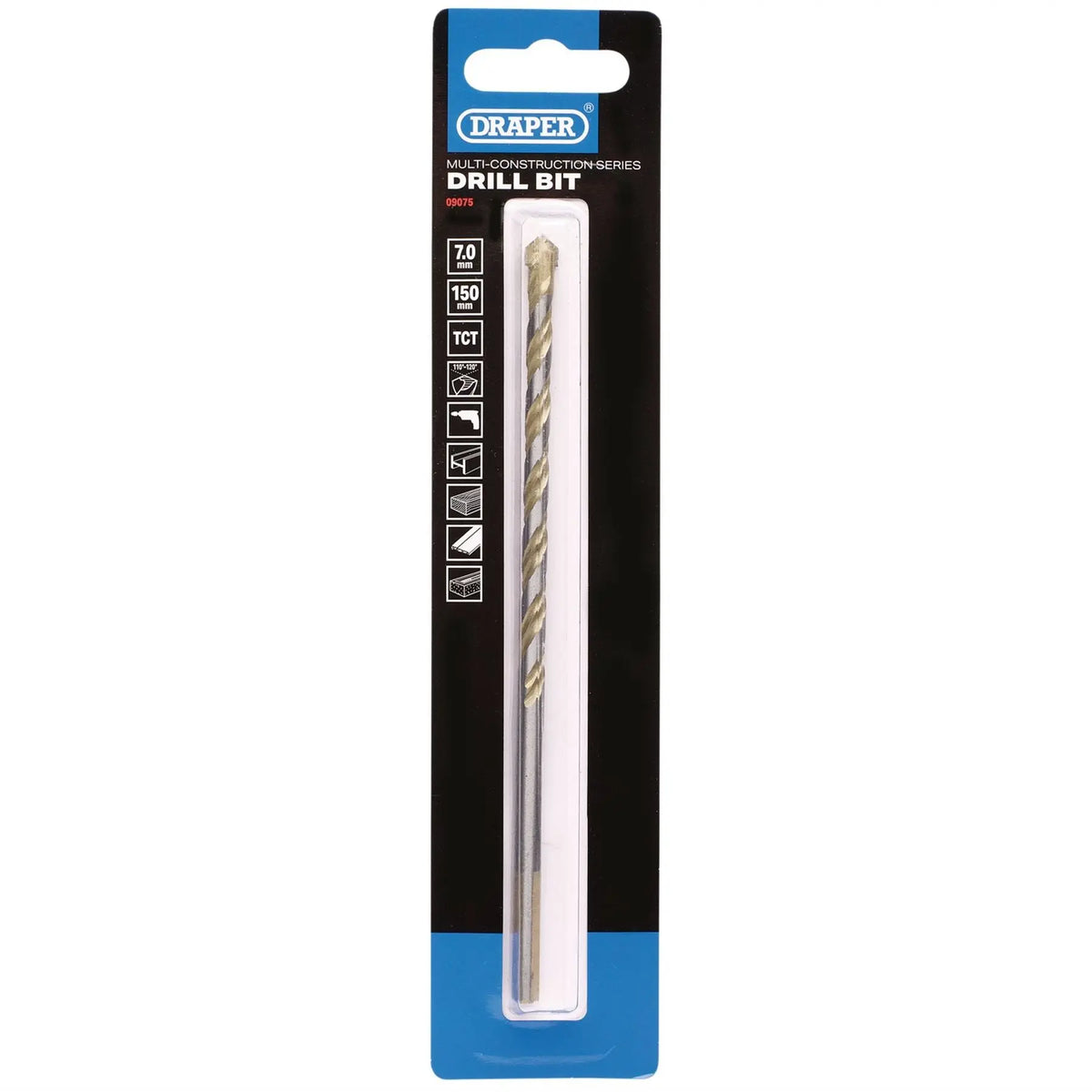 Draper Multi Construction TCT Drill Bit 7 x 150mm 09075  White Rose Tools