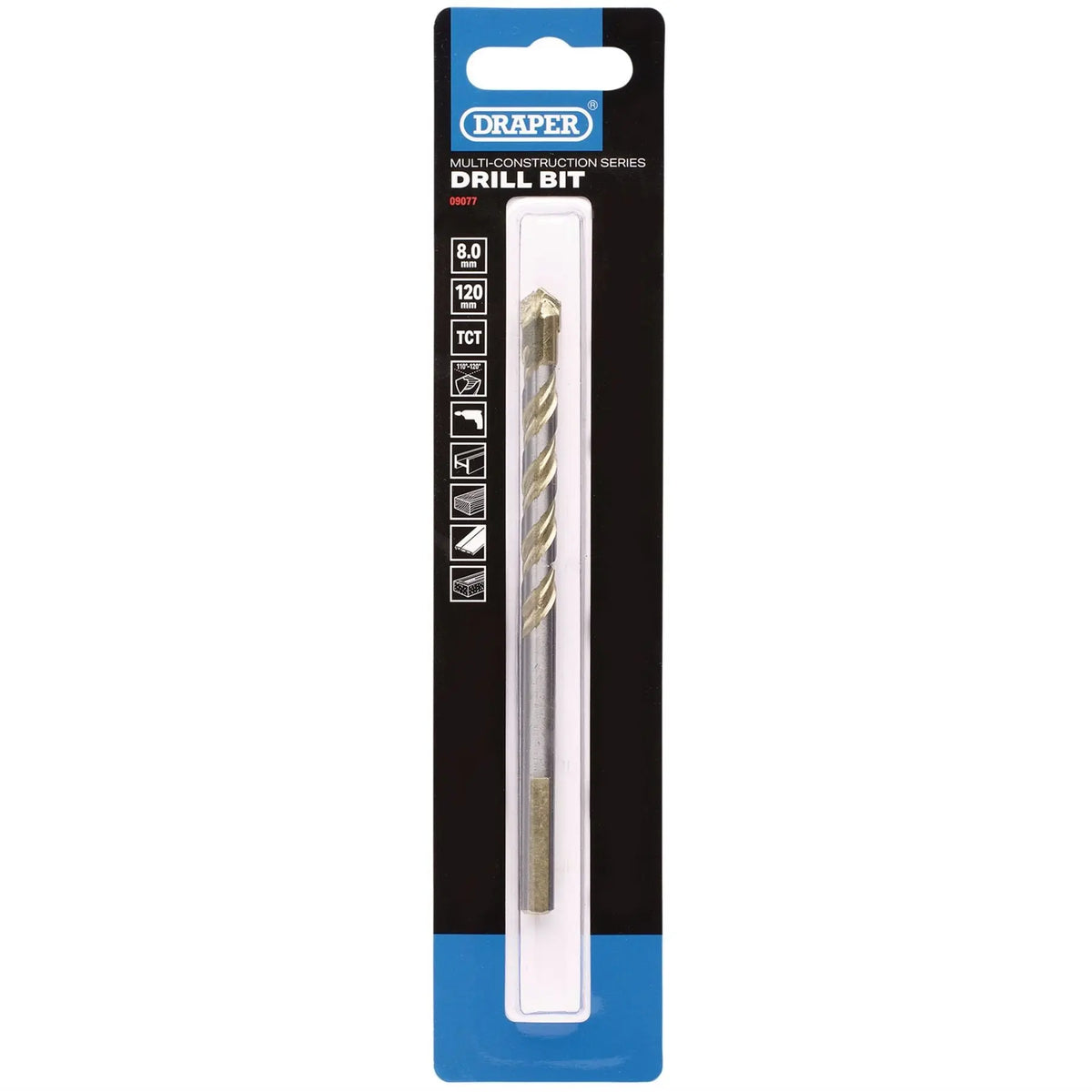 Draper Multi Construction TCT Drill Bit 8 x 120mm 09077  White Rose Tools