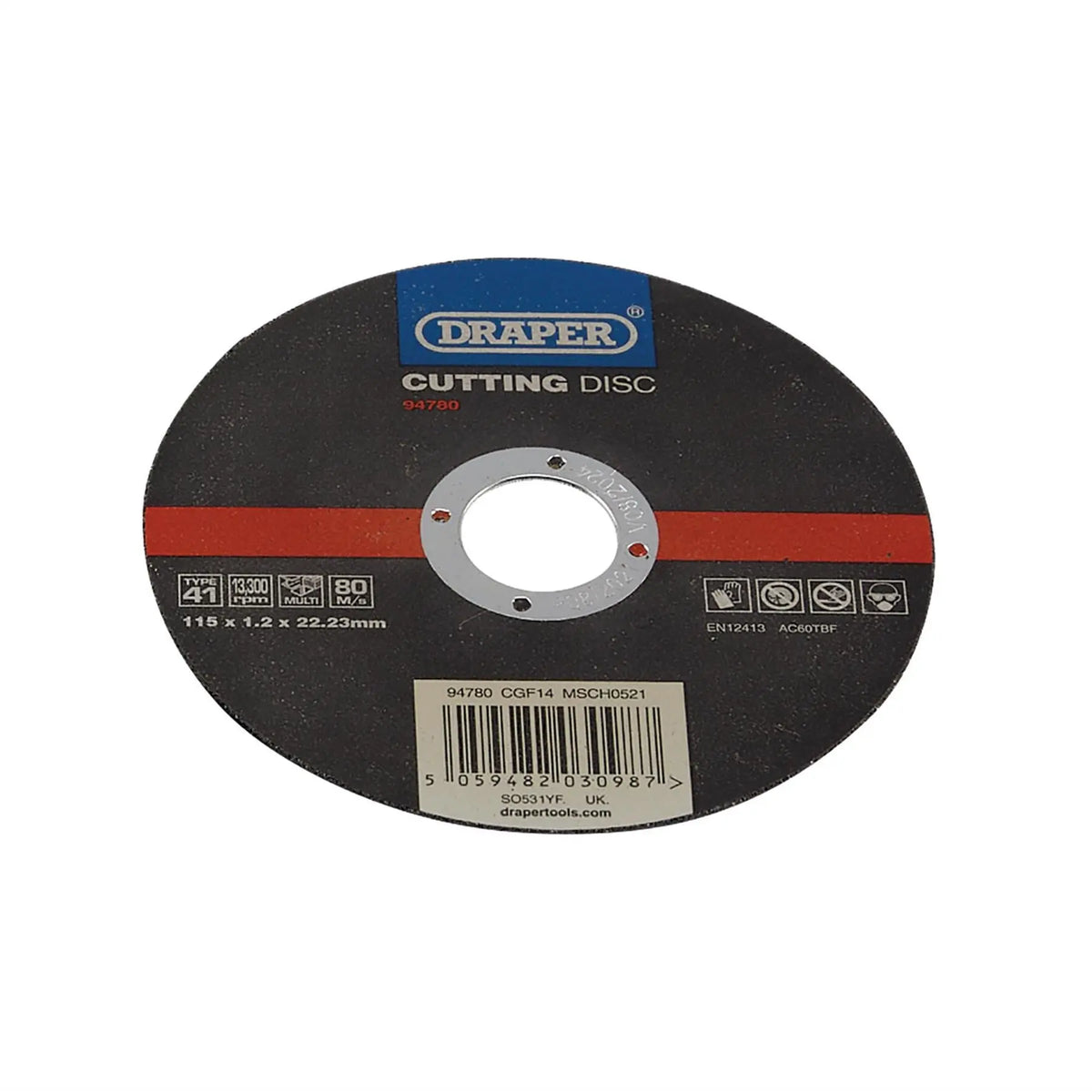 Draper Multi-Purpose Cutting Disc 115 x 1.2 x 22.23mm 94780  White Rose Tools