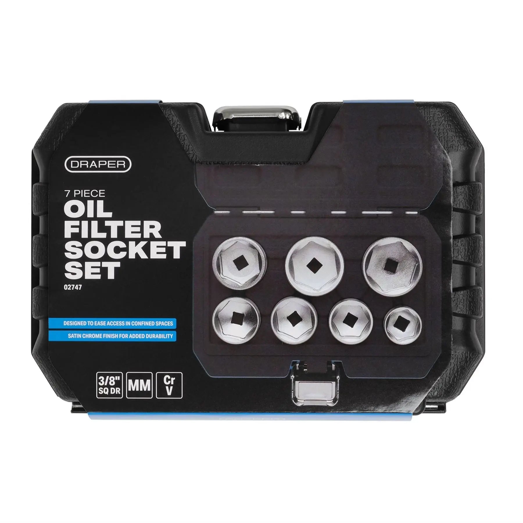 Draper Oil Filter Socket Set 3/8" Sq. Dr. (7 Piece) 02747  White Rose Tools