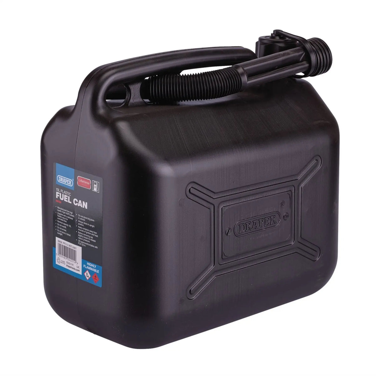 Draper Plastic Fuel Can 10L Black 09058  White Rose Tools