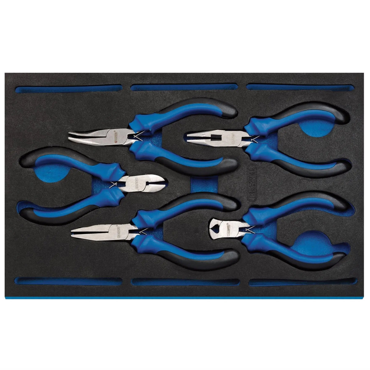 Draper Precision Plier Set in 1/4 Drawer EVA Insert Tray (5 Piece) 63215  White Rose Tools