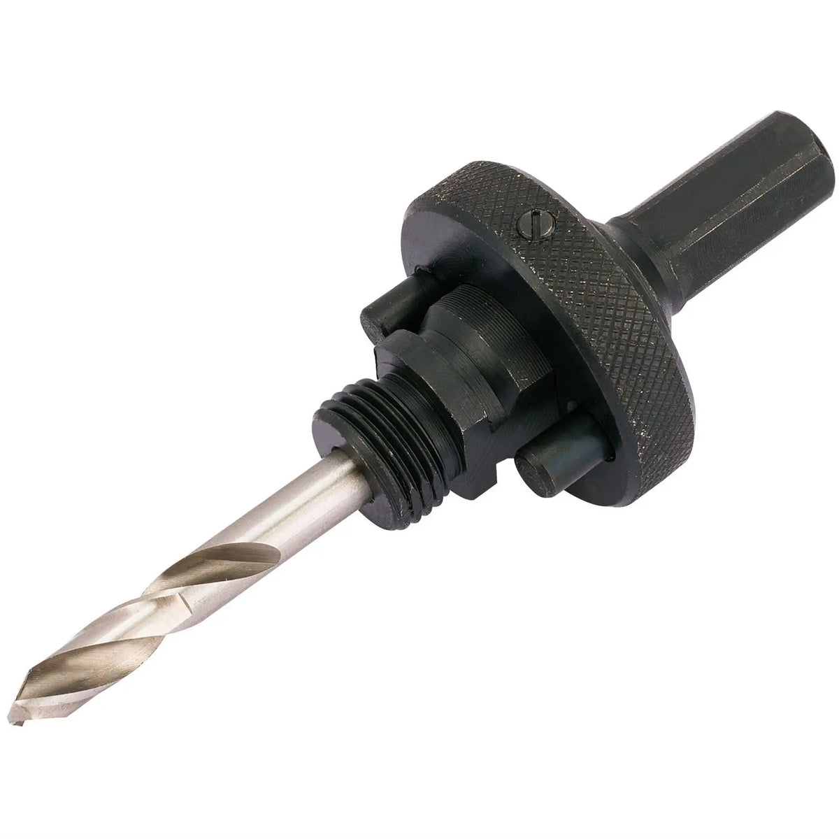 Draper Quick Release Hex. Shank Holesaw Arbor with HSS Pilot Drill for Holesaws 32 - 210mm 7/16" Thread 56402  White Rose Tools