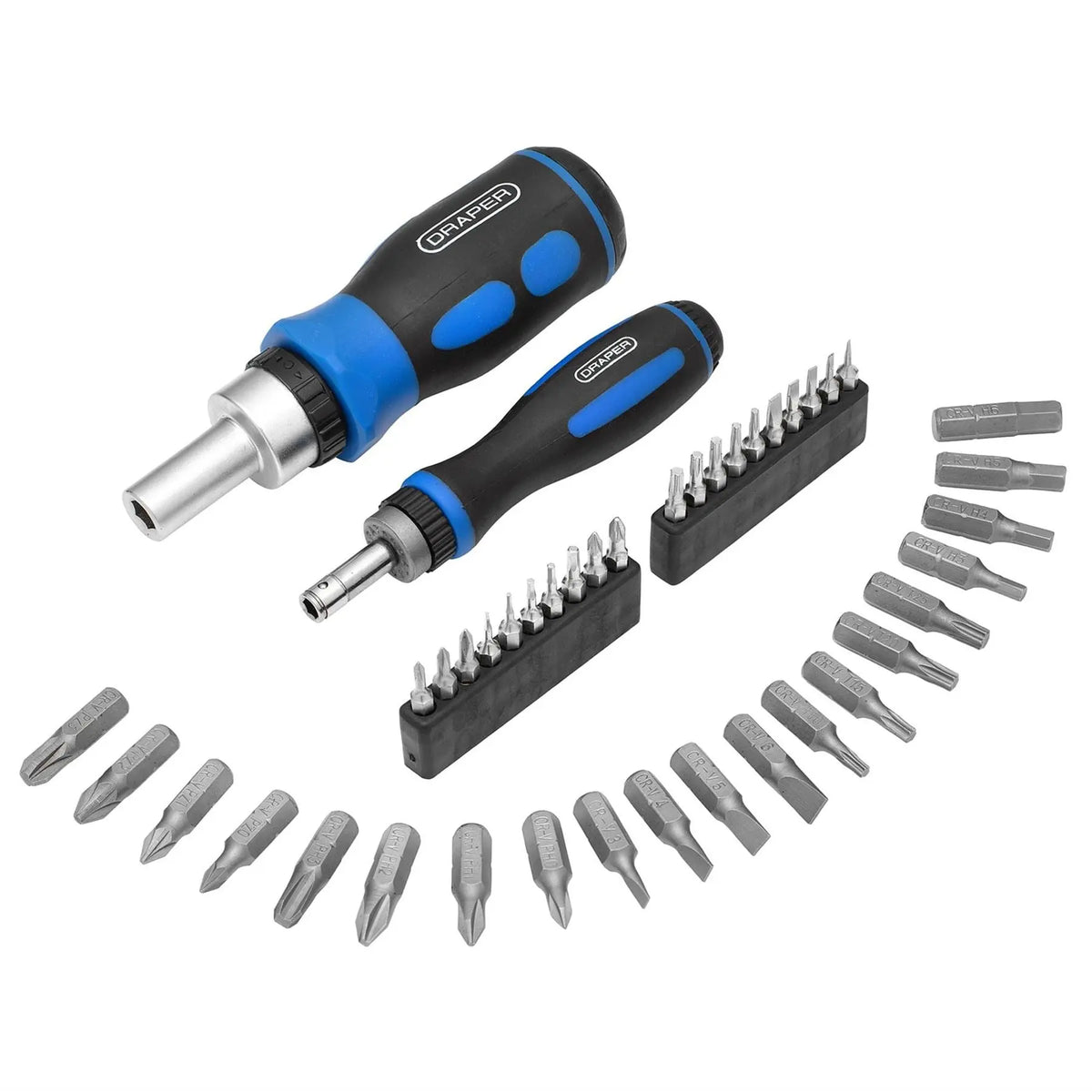 Draper Ratchet Screwdriver and Bit Set (42 Piece) 46479  White Rose Tools