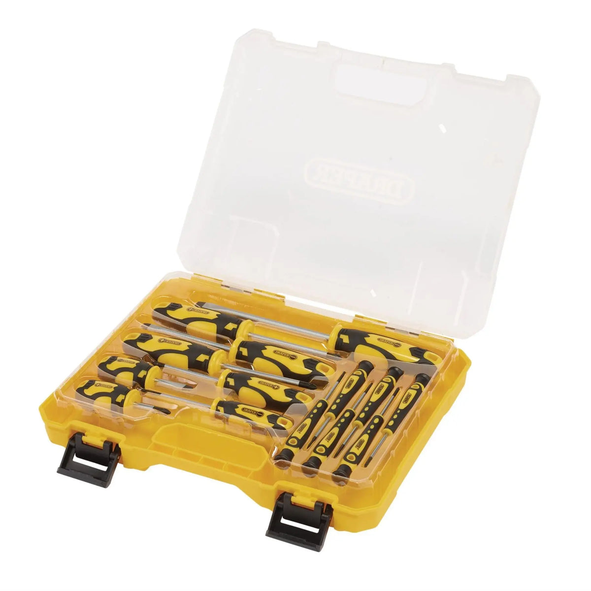 Draper Screwdriver Set with Case Yellow (14 Piece) 03988  White Rose Tools