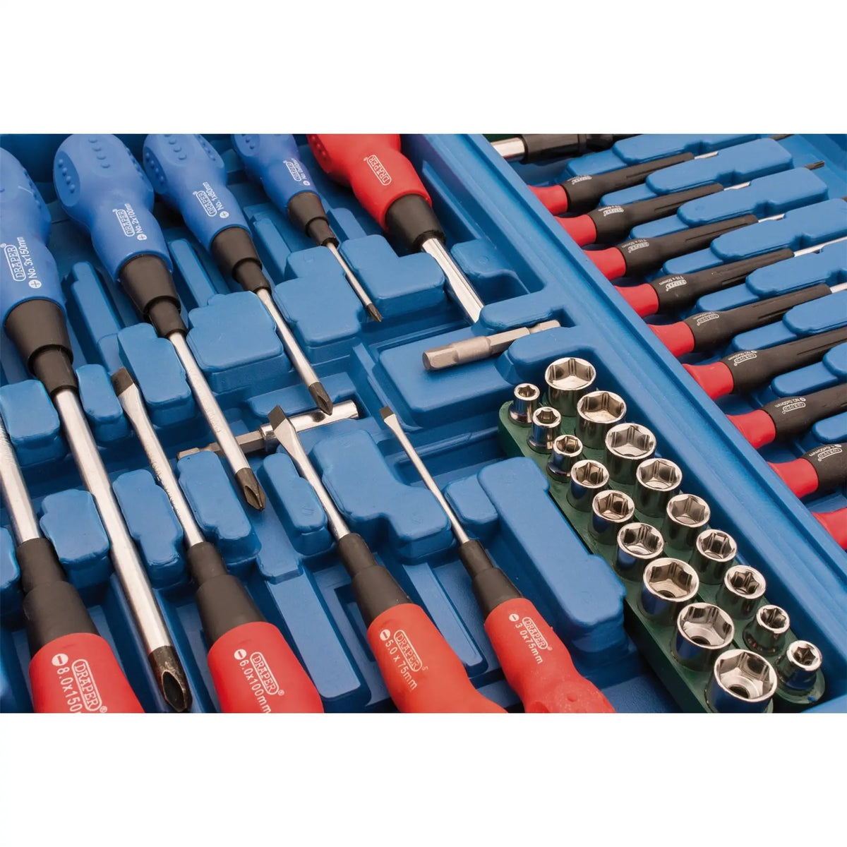 Draper Screwdriver Socket and Bit Set Blue (70 Piece) 40850  White Rose Tools