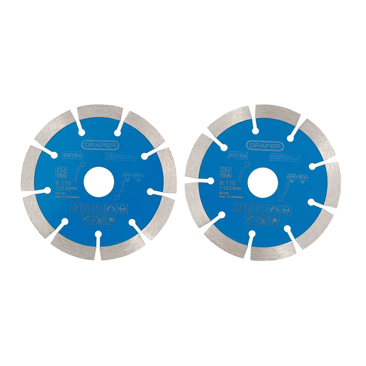 Draper Segmented Diamond Blade 115mm (Pack of 2) 99794  White Rose Tools