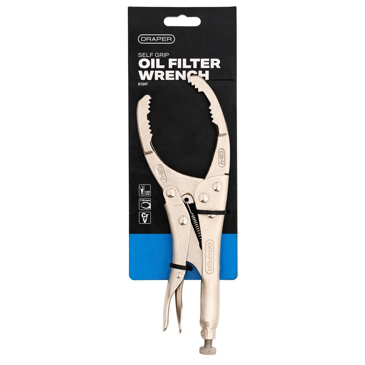 Draper Self Grip Multi-Purpose Oil Filter Wrench 53 - 118mm 61247  White Rose Tools