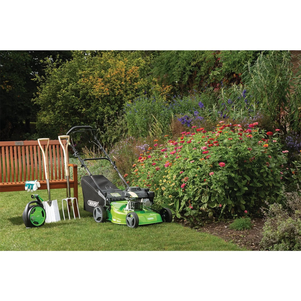 Draper Self-Propelled Petrol Lawn Mower 460mm 150cc/3.6HP 08672  White Rose Tools