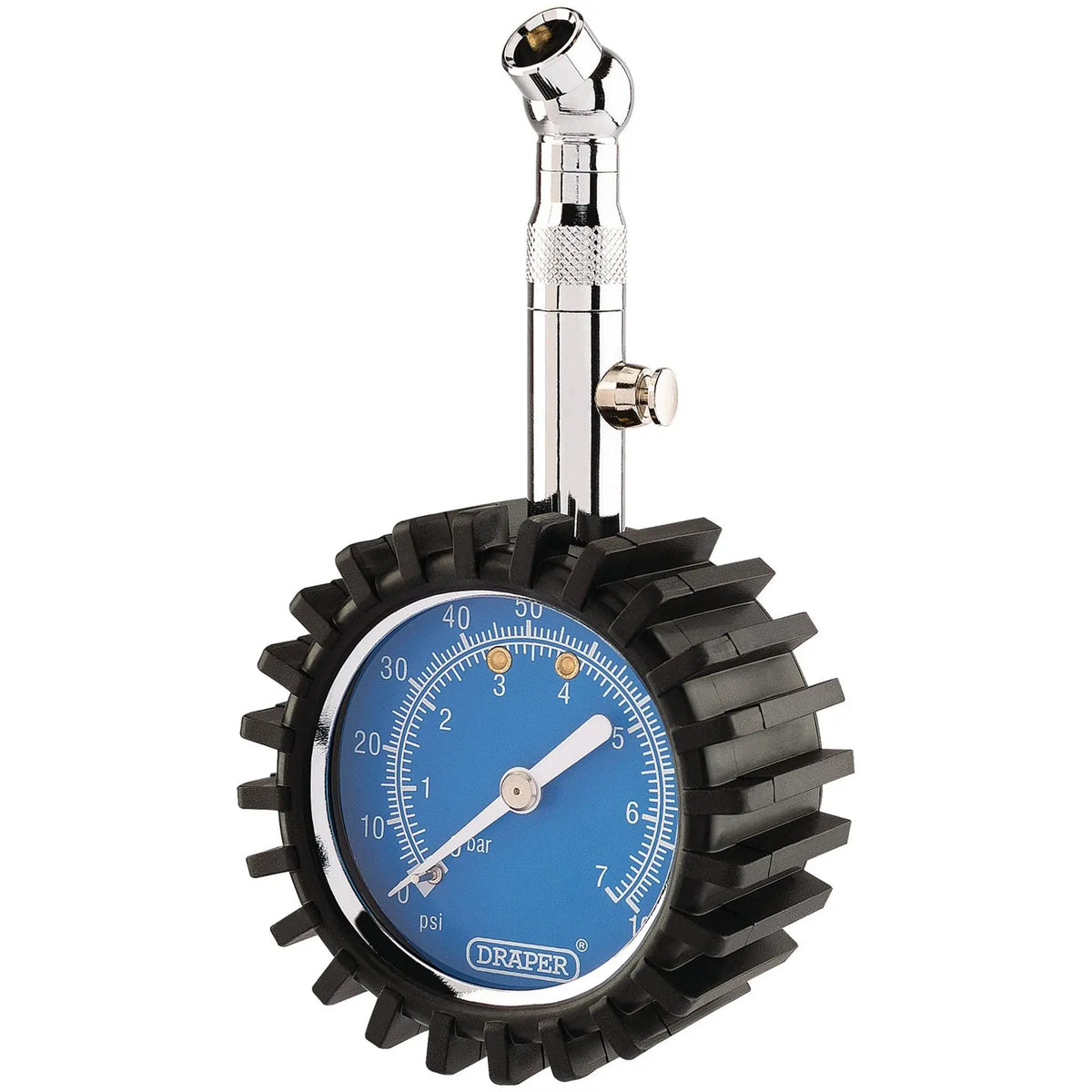 Draper Short Tyre Pressure Gauge 0 - 100psi 0 - 7bar 91347  White Rose Tools