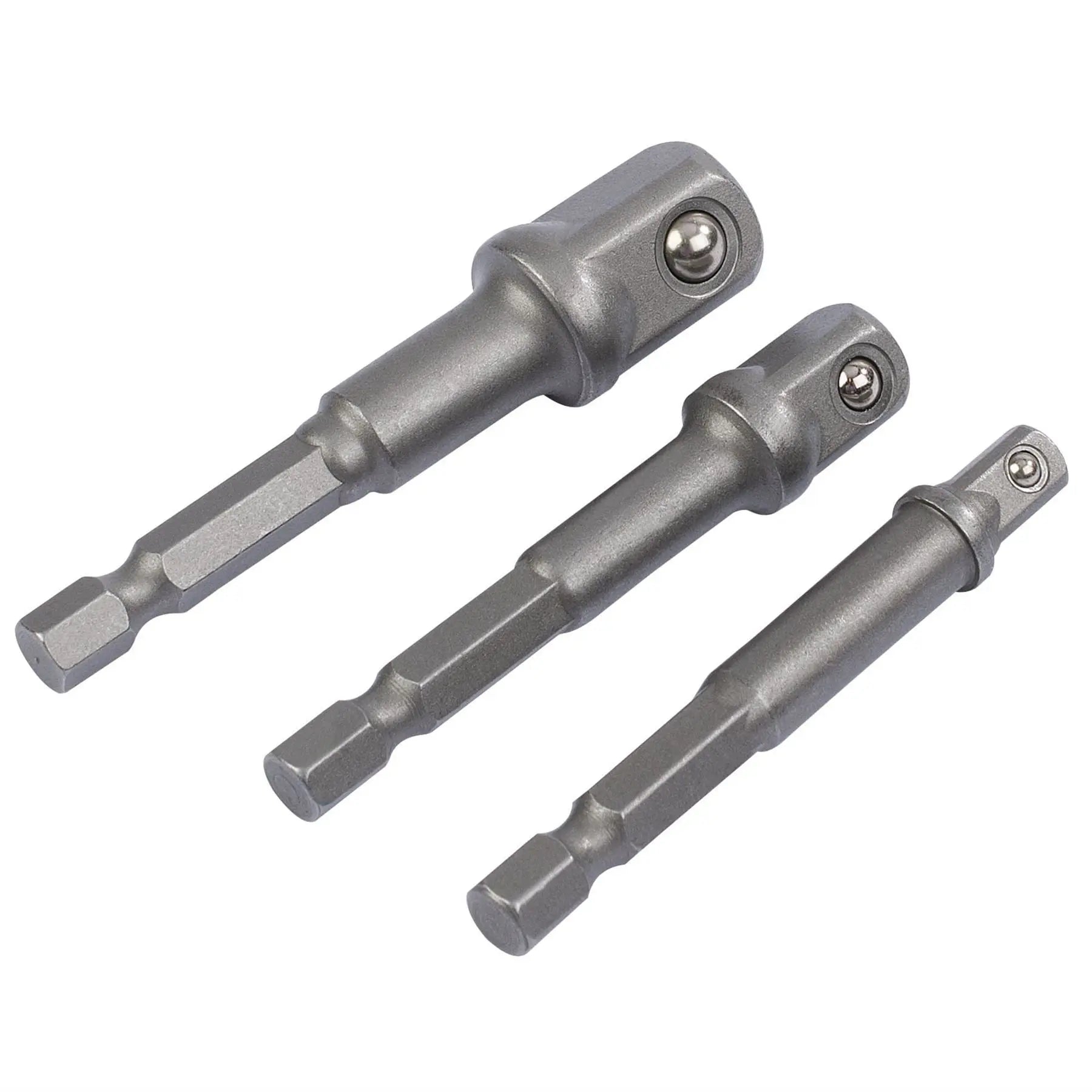 Draper Socket Adaptor Set 1/4" Hex. x 1/4" 3/8" & 1/2" Sq. Dr. (3 Piece) 00005  White Rose Tools