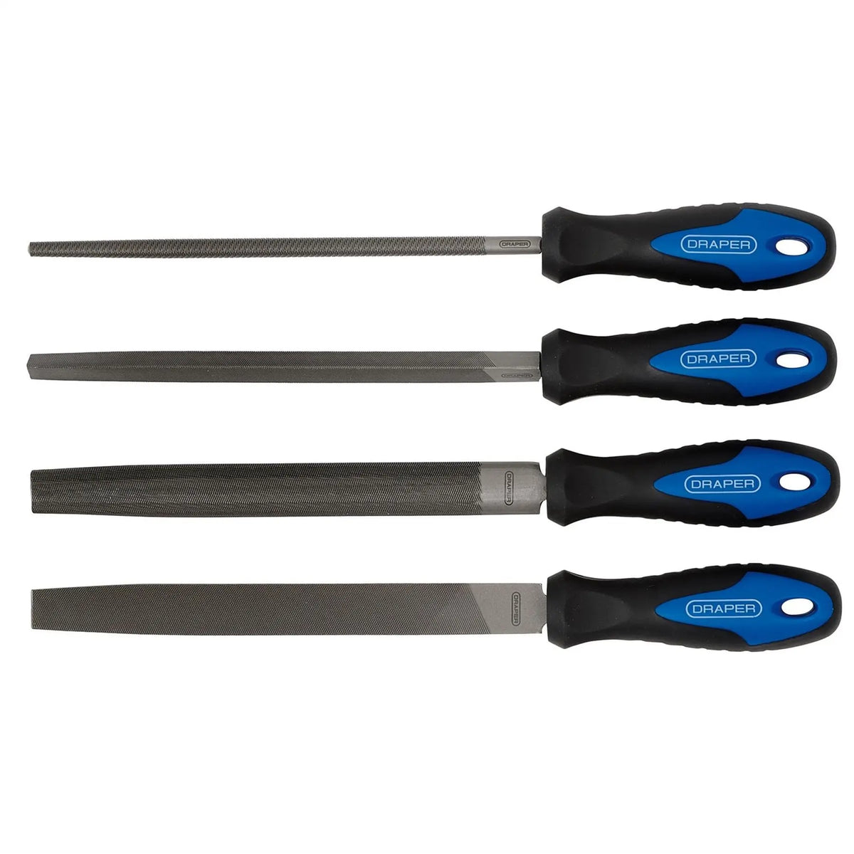 Draper Soft Grip Engineers File Set 200mm (4 Piece) 44962  White Rose Tools
