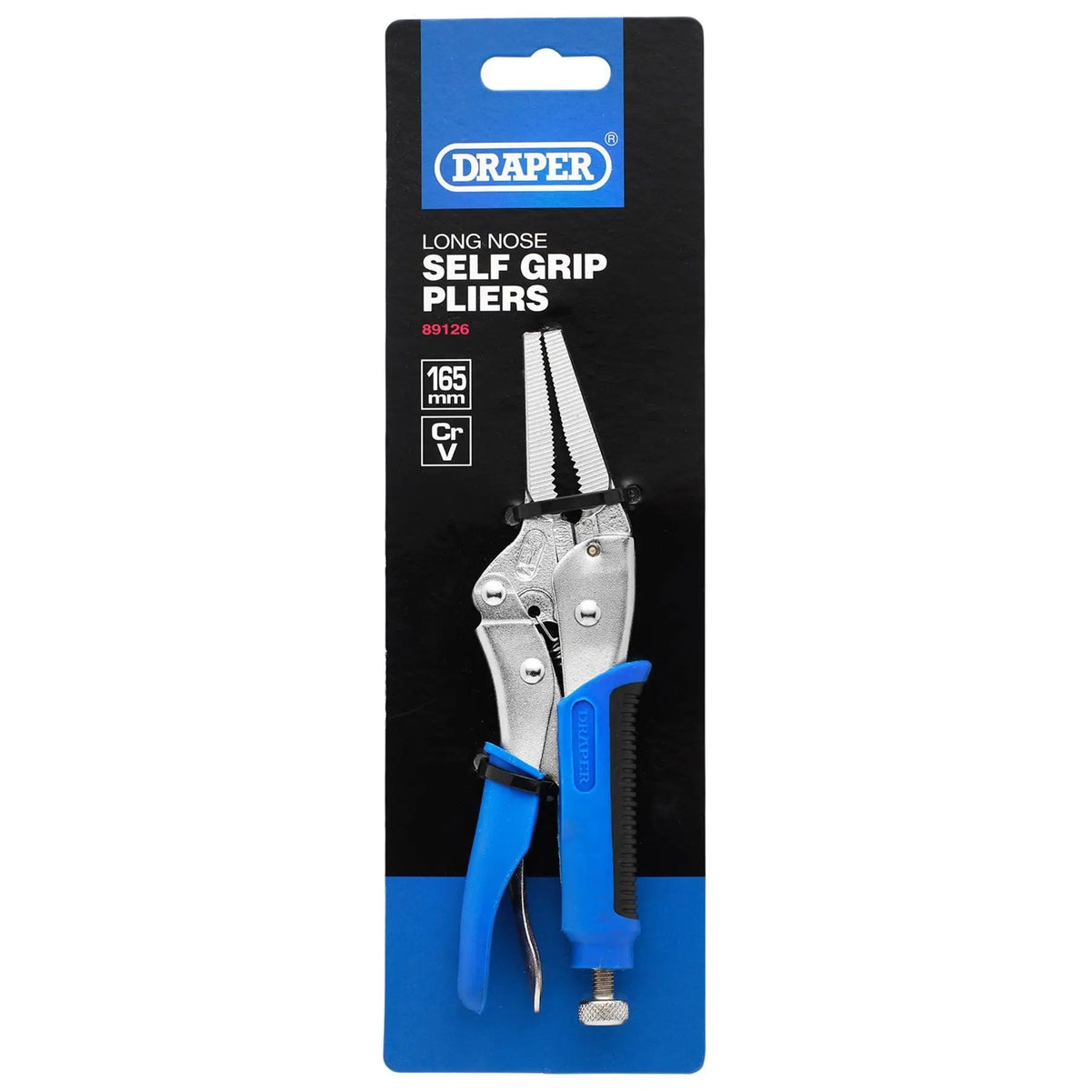 Draper Soft Grip Long Nose Self Grip Pliers 165mm 89126  White Rose Tools