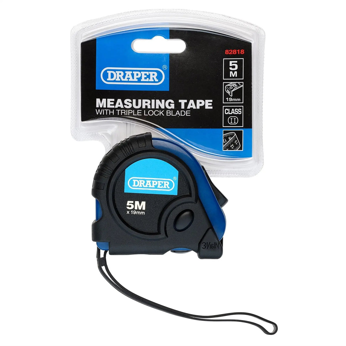 Draper Soft Grip Measuring Tape 5m/16ft x 19mm 82818  White Rose Tools