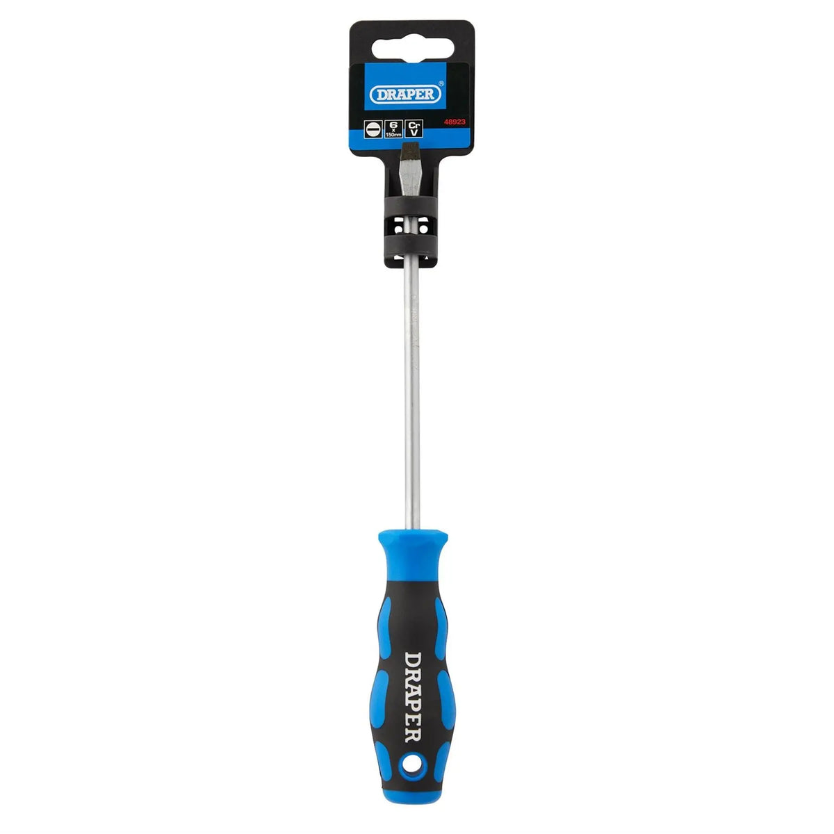Draper Soft Grip Plain Slot Screwdriver 6 x 150mm 48923  White Rose Tools