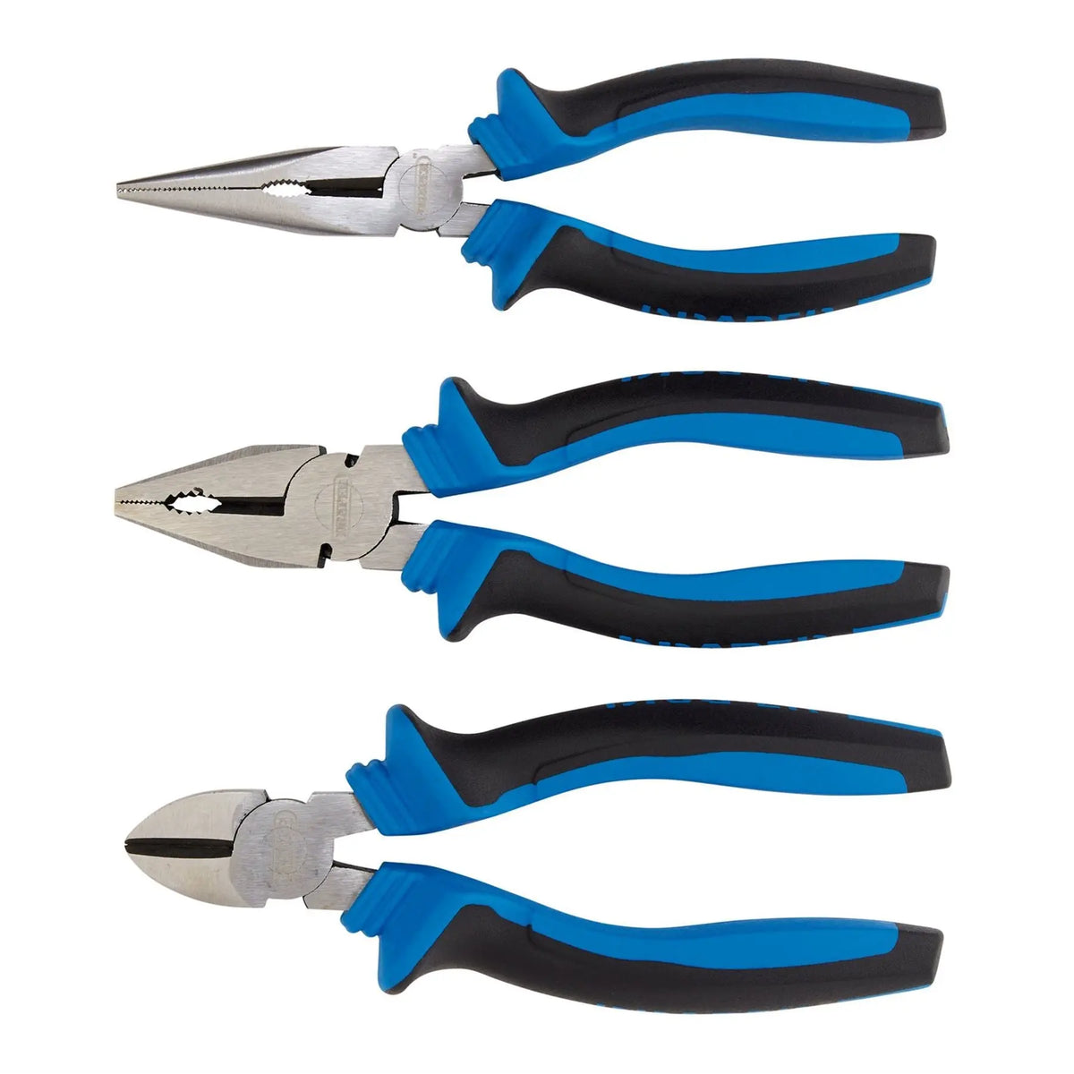 Draper Soft Grip Pliers Set 160mm Blue (3 Piece) 45864  White Rose Tools