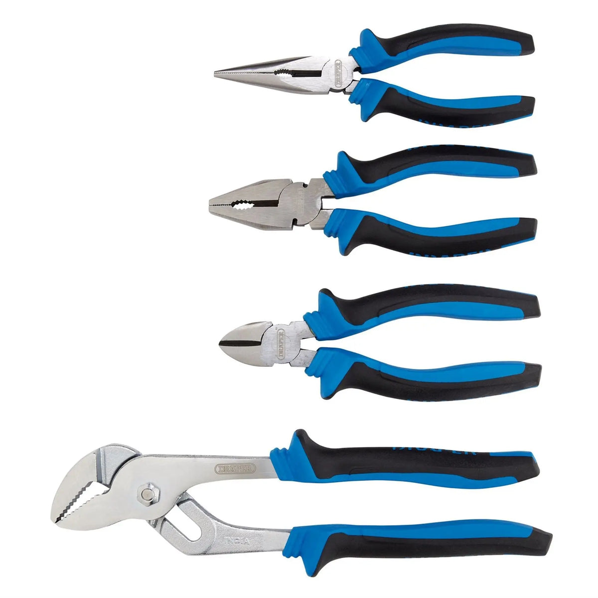 Draper Soft Grip Pliers Set (4 Piece) 81147  White Rose Tools