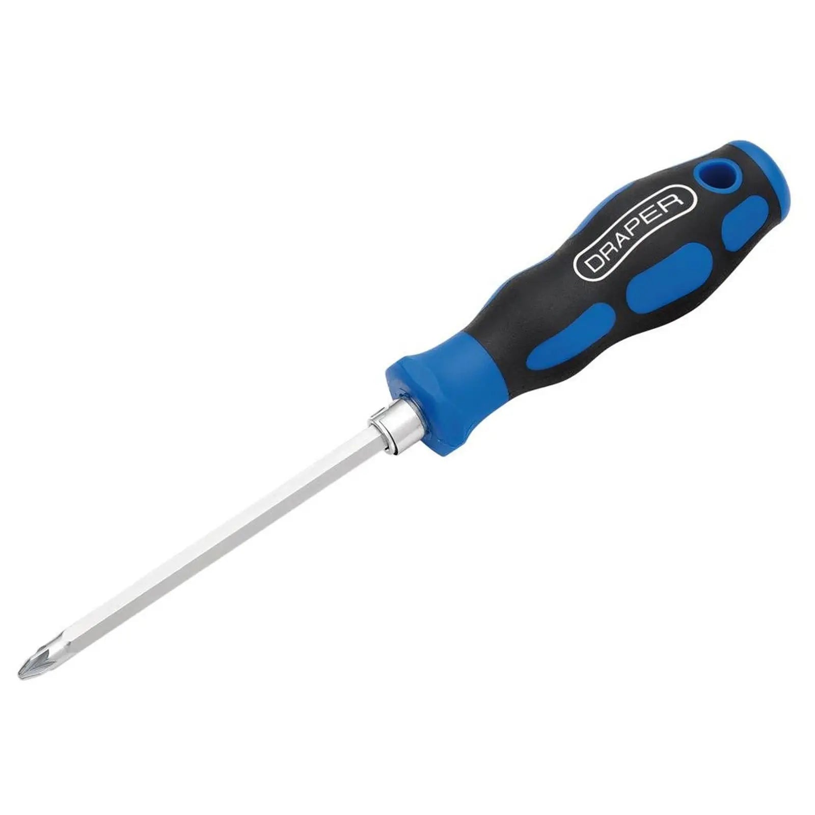 Draper Soft Grip Screwdriver 2 in 1 Reversible Blade Pozi Slotted SL6/PZ2 x 175mm 21009  White Rose Tools