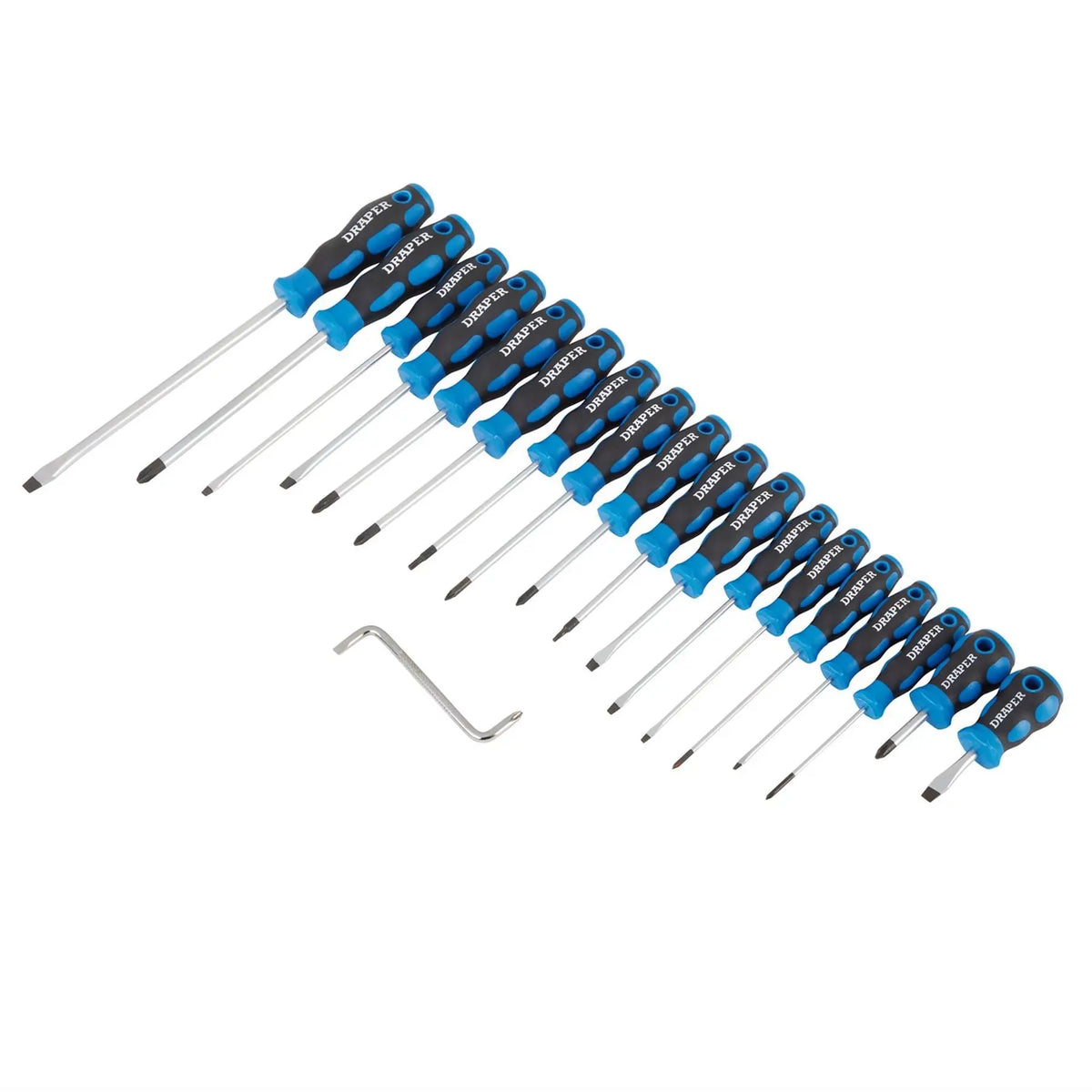 Draper Soft Grip Screwdriver Set (19 Piece) 09548  White Rose Tools