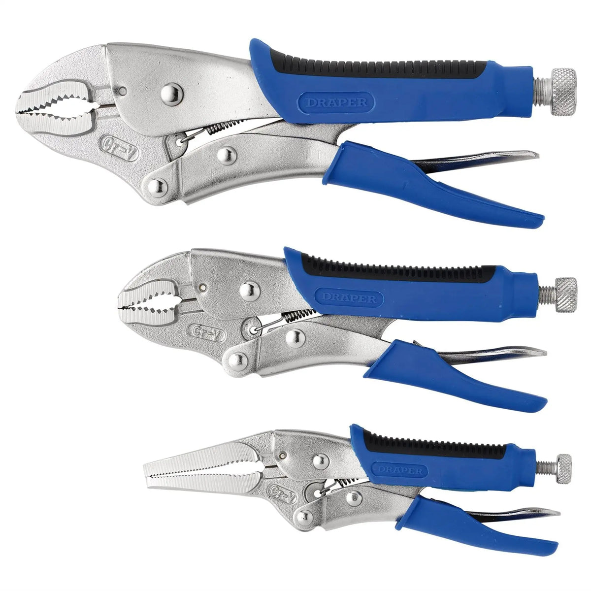 Draper Soft Grip Self Grip Pliers Set (3 Piece) 88293  White Rose Tools