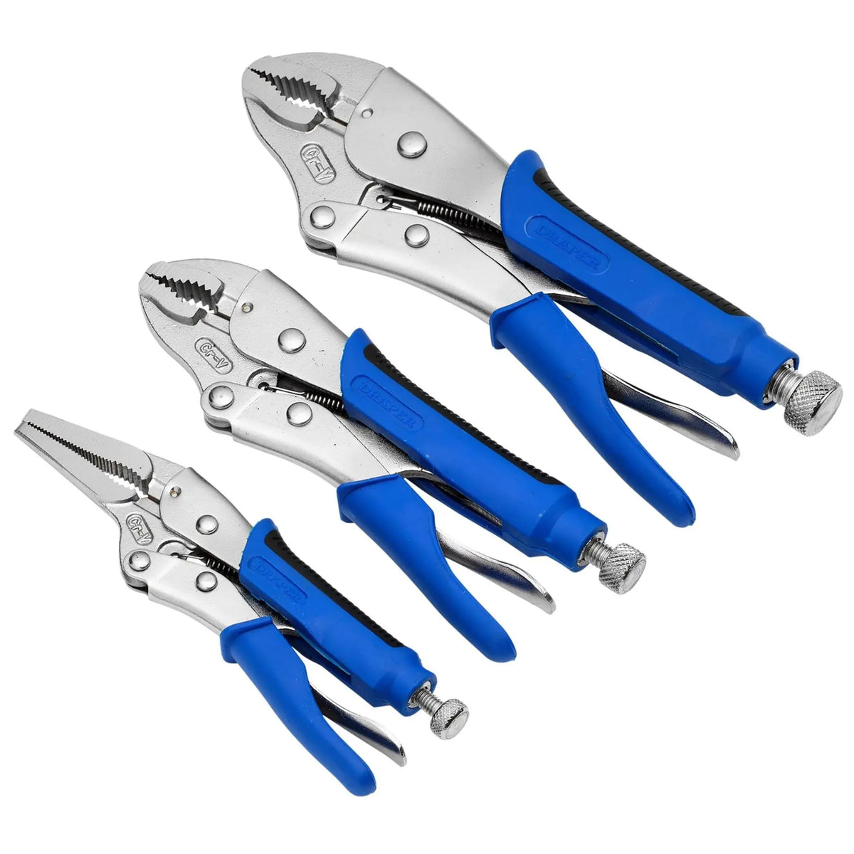 Draper Soft Grip Self Grip Pliers Set (3 Piece) 88293  White Rose Tools