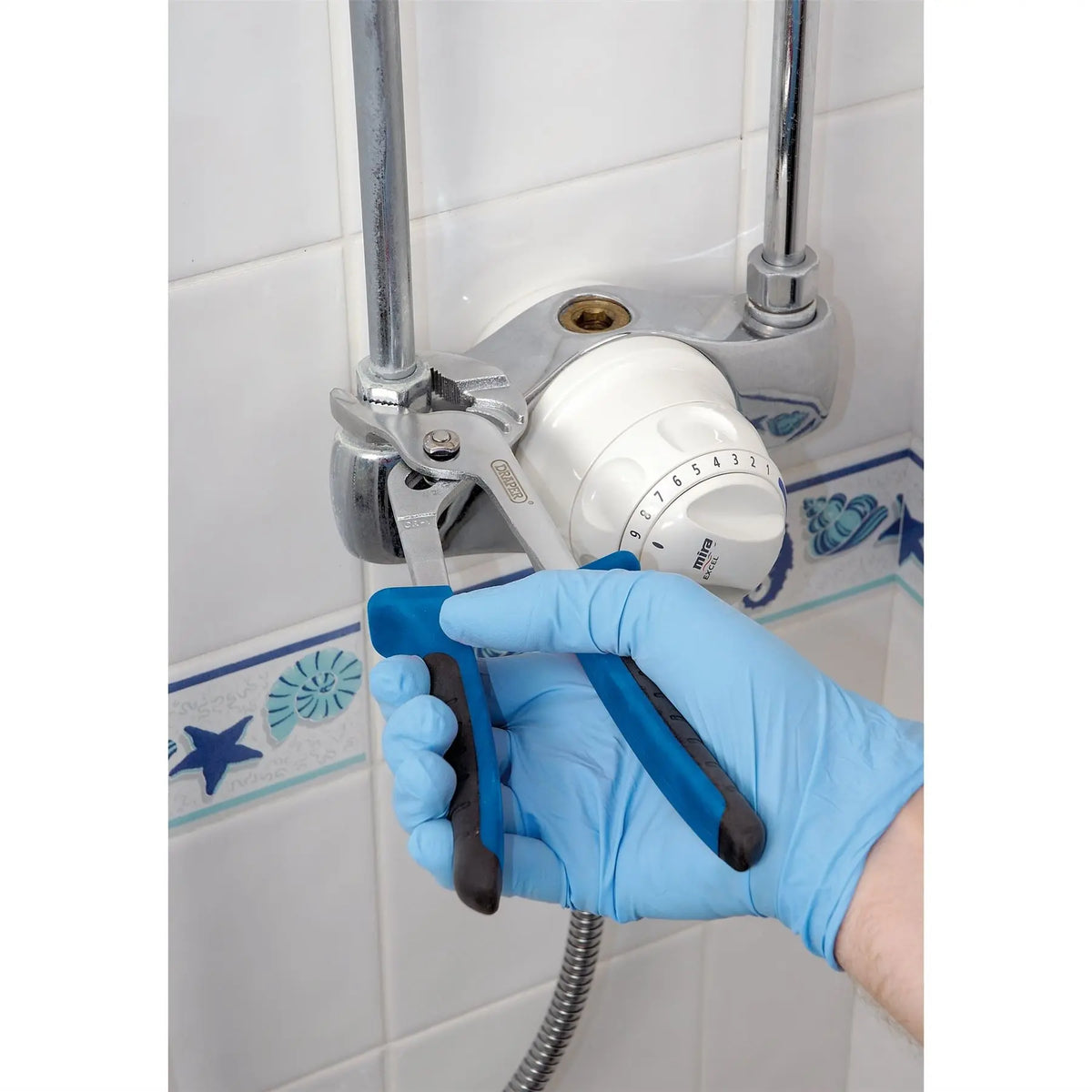 Draper Soft Grip Water Pump Pliers 240mm 33mm Capacity 45362  White Rose Tools