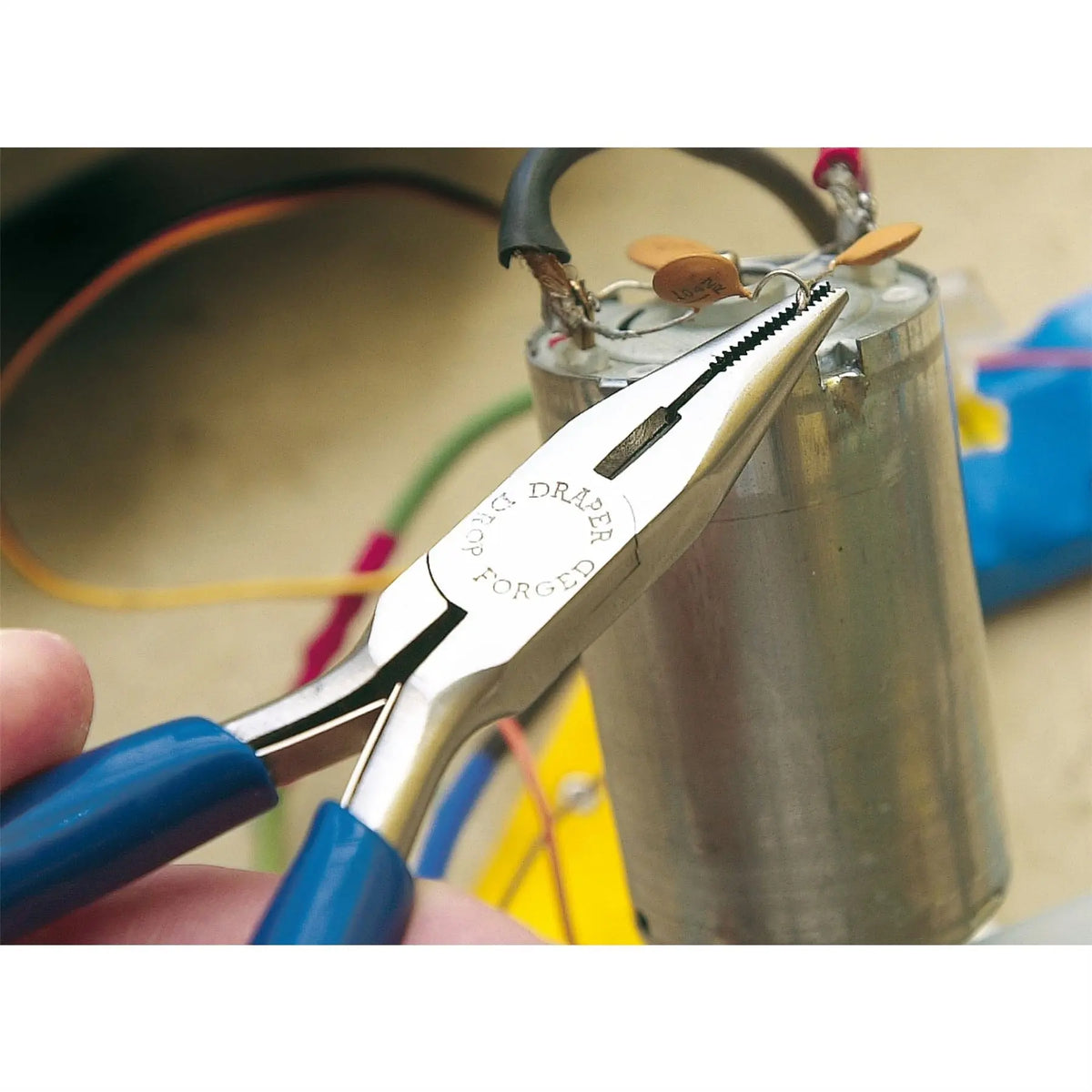 Draper Spring Loaded Long Nose Pliers 115mm 19647  White Rose Tools
