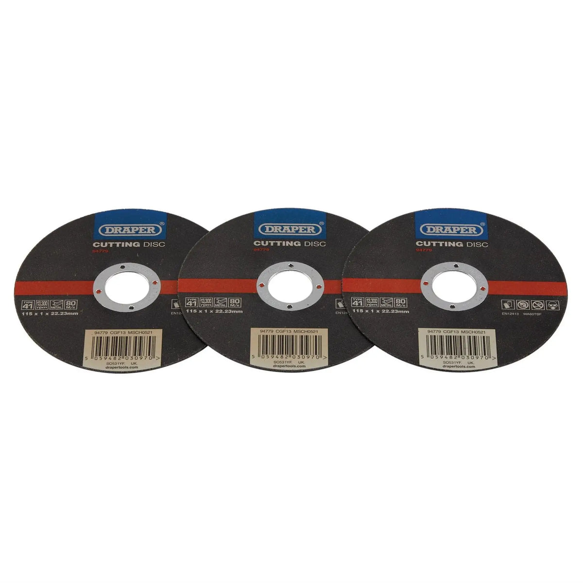 Draper Stainless-Steel/Inox Metal Cutting Disc 115 x 1 x 22.23mm 94779  White Rose Tools