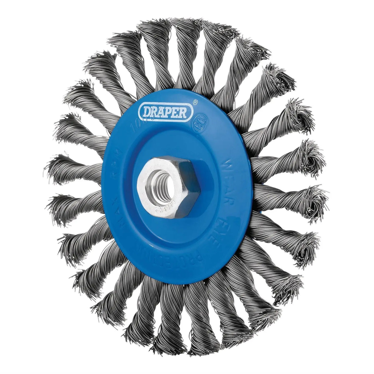 Draper Steel Twist-Knot Flat Wire Wheel Brush 150mm M14 08059  White Rose Tools