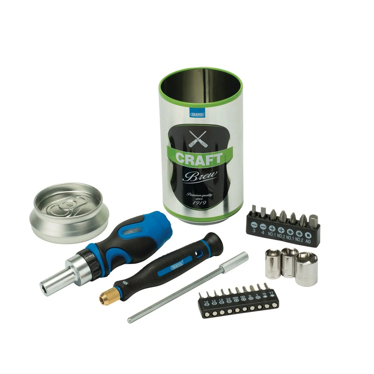 Draper Stubby Ratchet Screwdriver and Bit Set Special Edition - Craft Brew (23 Piece) 04775  White Rose Tools