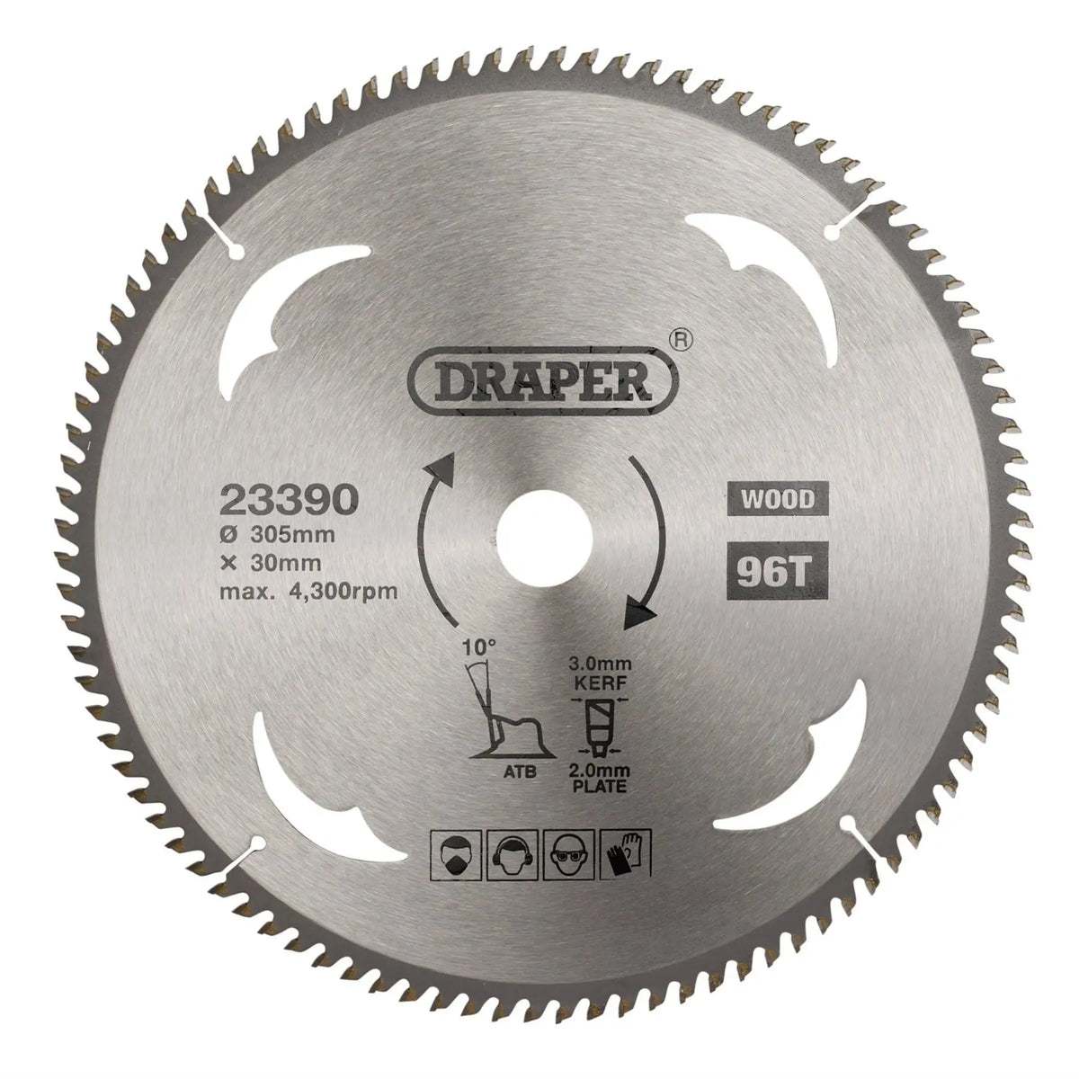 Draper TCT Circular Saw Blade for Wood 305 x 30mm 96T 23390  White Rose Tools