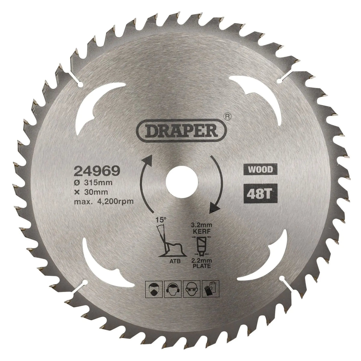 Draper TCT Circular Saw Blade for Wood 315 x 30mm 48T 24969  White Rose Tools