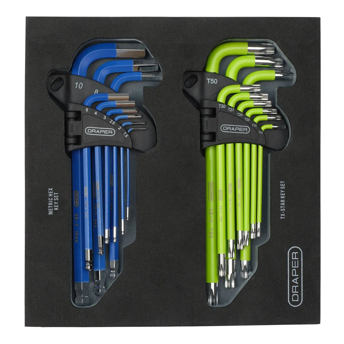 Draper TX-STAR® Metric Ball End Hex Key Sets in Storage Tray (18 Piece) 12823  White Rose Tools
