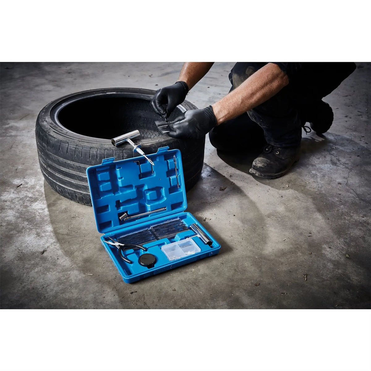 Draper Tyre Puncture Repair Kit for Tubeless Off Road Vehicles (65 Piece) 04139  White Rose Tools