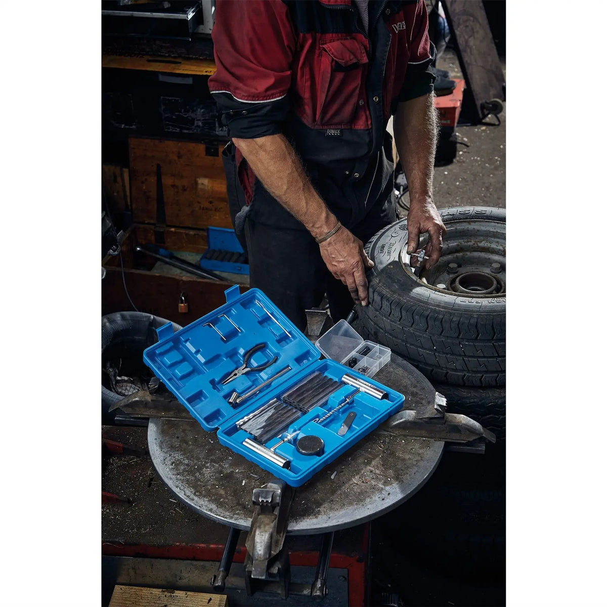 Draper Tyre Puncture Repair Kit for Tubeless Off Road Vehicles (65 Piece) 04139  White Rose Tools
