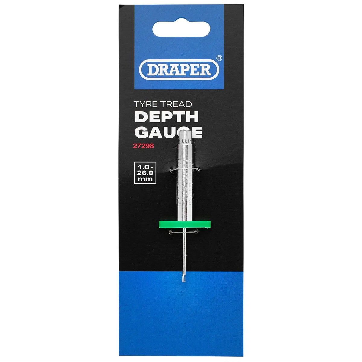 Draper Tyre Tread Depth Gauge 1-26mm 27298  White Rose Tools