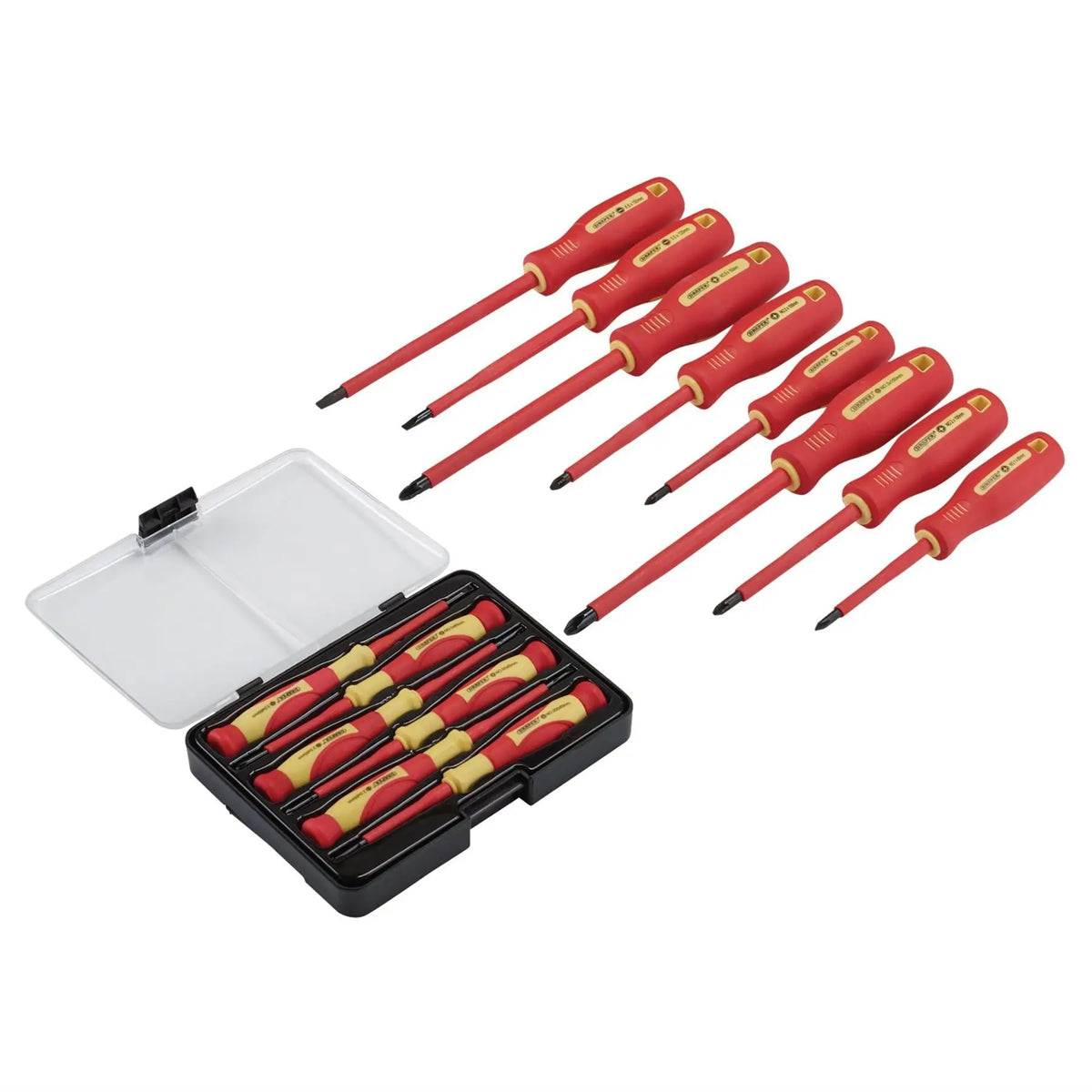 Draper VDE Approved Fully Insulated Screwdriver and Precision Screwdriver Set (14 Piece) 28028  White Rose Tools