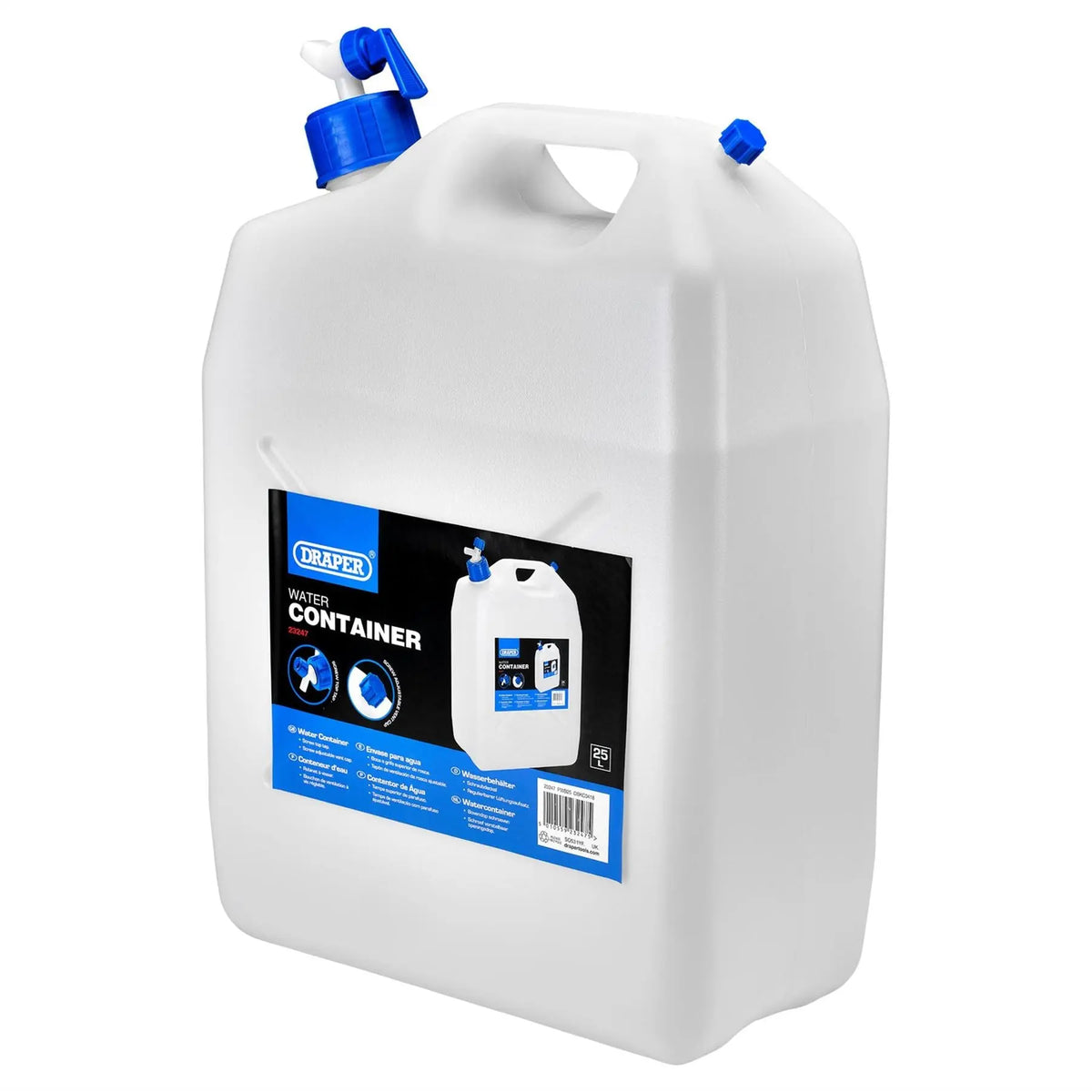Draper Water Container with Tap 25L 23247  White Rose Tools