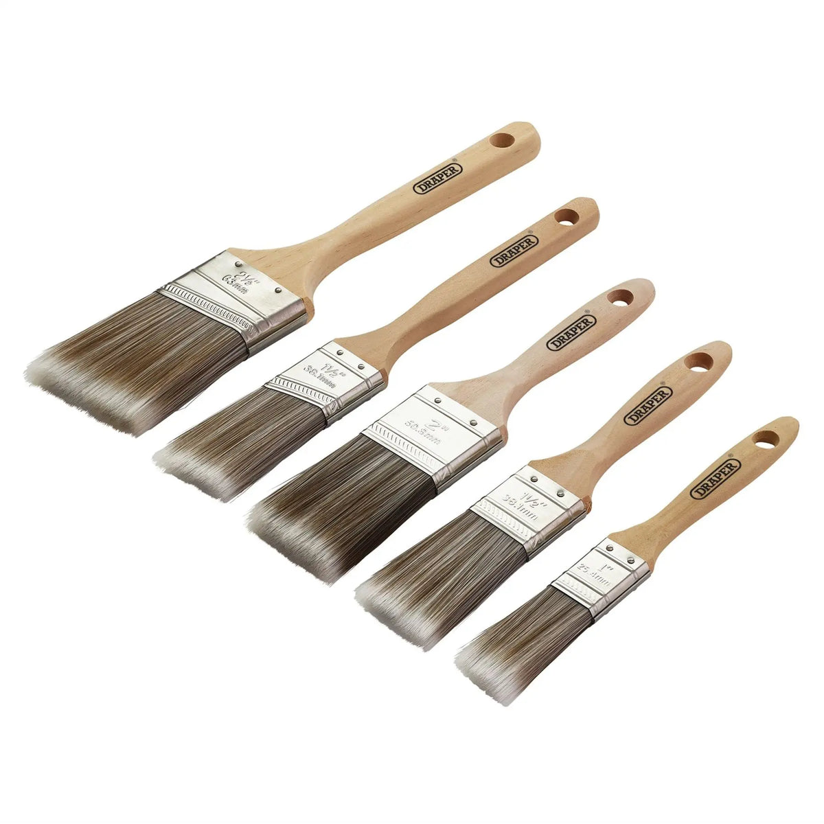 Draper Wood Handle Paint Brush Set (5 Piece) 20445  White Rose Tools