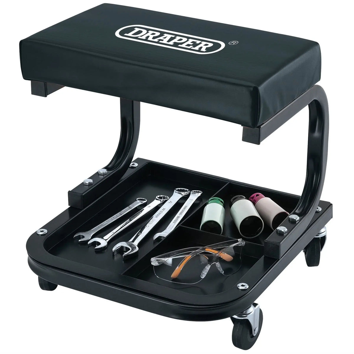 Draper Work Stool with Tool Tray 54243  White Rose Tools