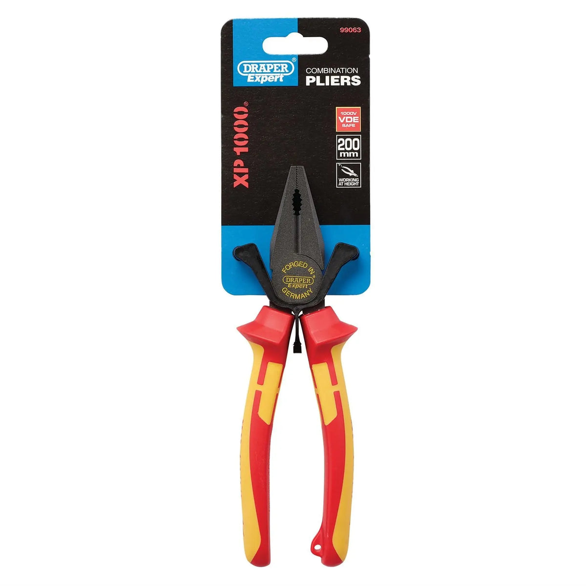 Draper XP1000 VDE Combination Pliers 200mm Tethered 99063  White Rose Tools
