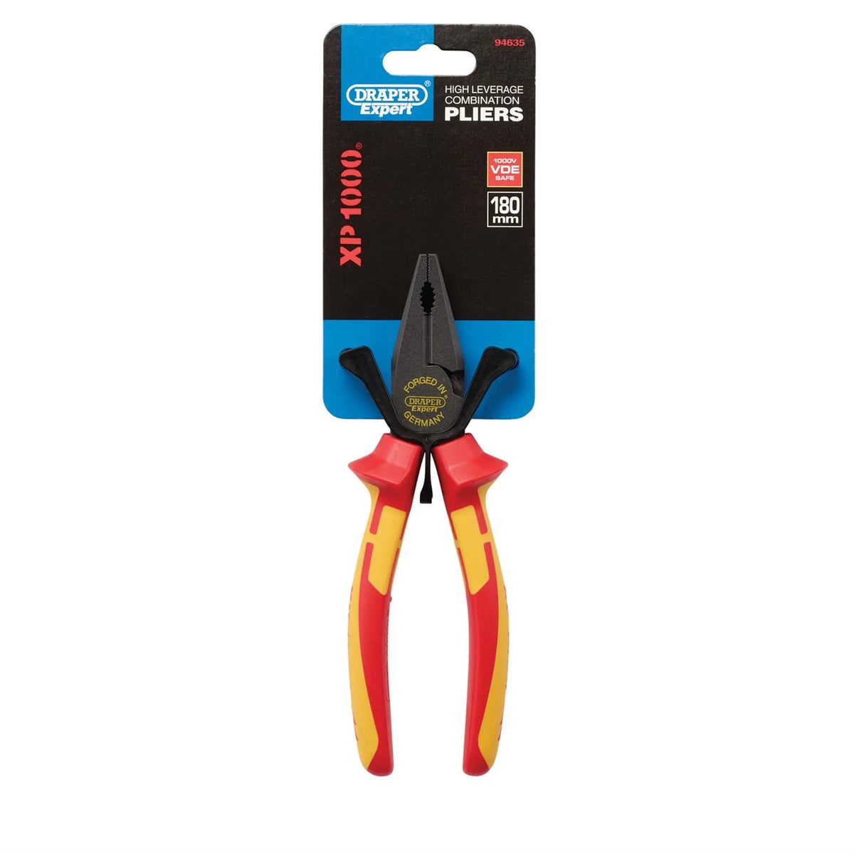 Draper XP1000 VDE Hi-Leverage Combi Pliers 180mm 94635  White Rose Tools