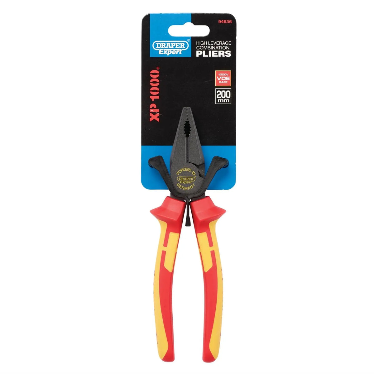 Draper XP1000 VDE Hi Leverage Combi Pliers 200mm 94636  White Rose Tools