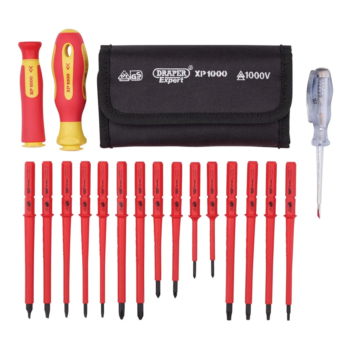 Draper XP1000 VDE Interchangeable Blade Screwdriver Set (18 Piece) 05776  White Rose Tools