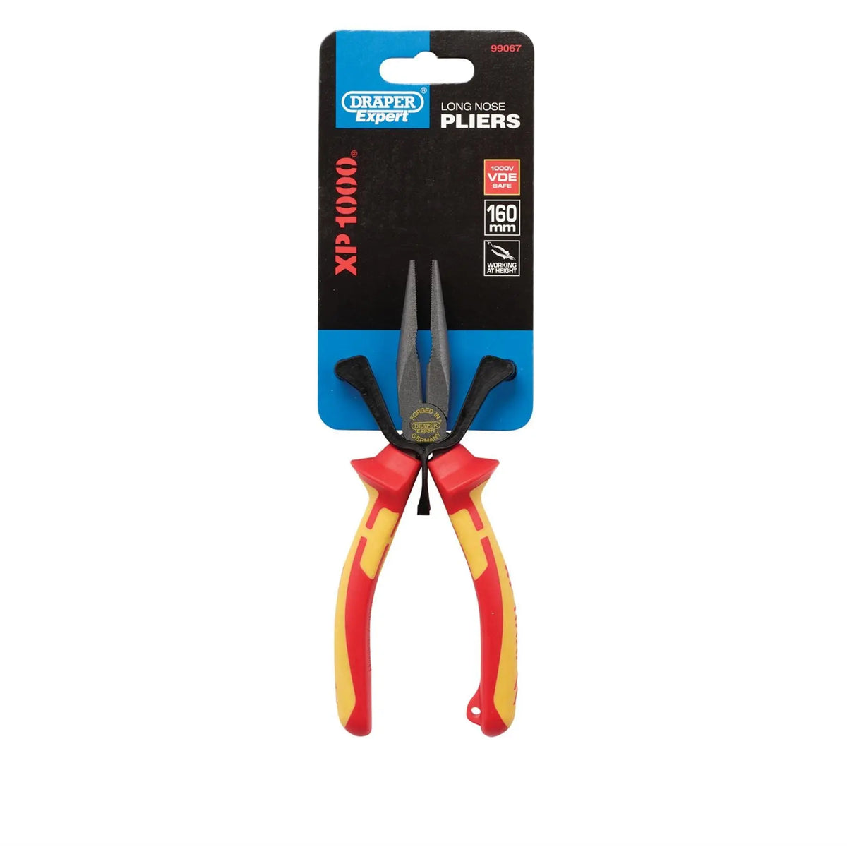 Draper XP1000 VDE Long Nose Pliers 160mm Tethered 99067  White Rose Tools
